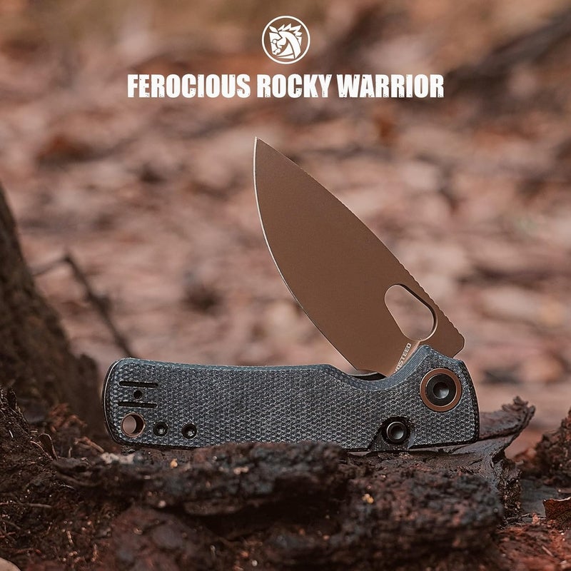 Vosteed Porcupine - EDC Pocket Knife, 2.99’’ 14C28N Steel Rose Gold Blade, Top Liner Lock Micarta Handle - Lightweight Folding knives with Clip for Men & Women Camping Outdoor-A2602 - Image 4